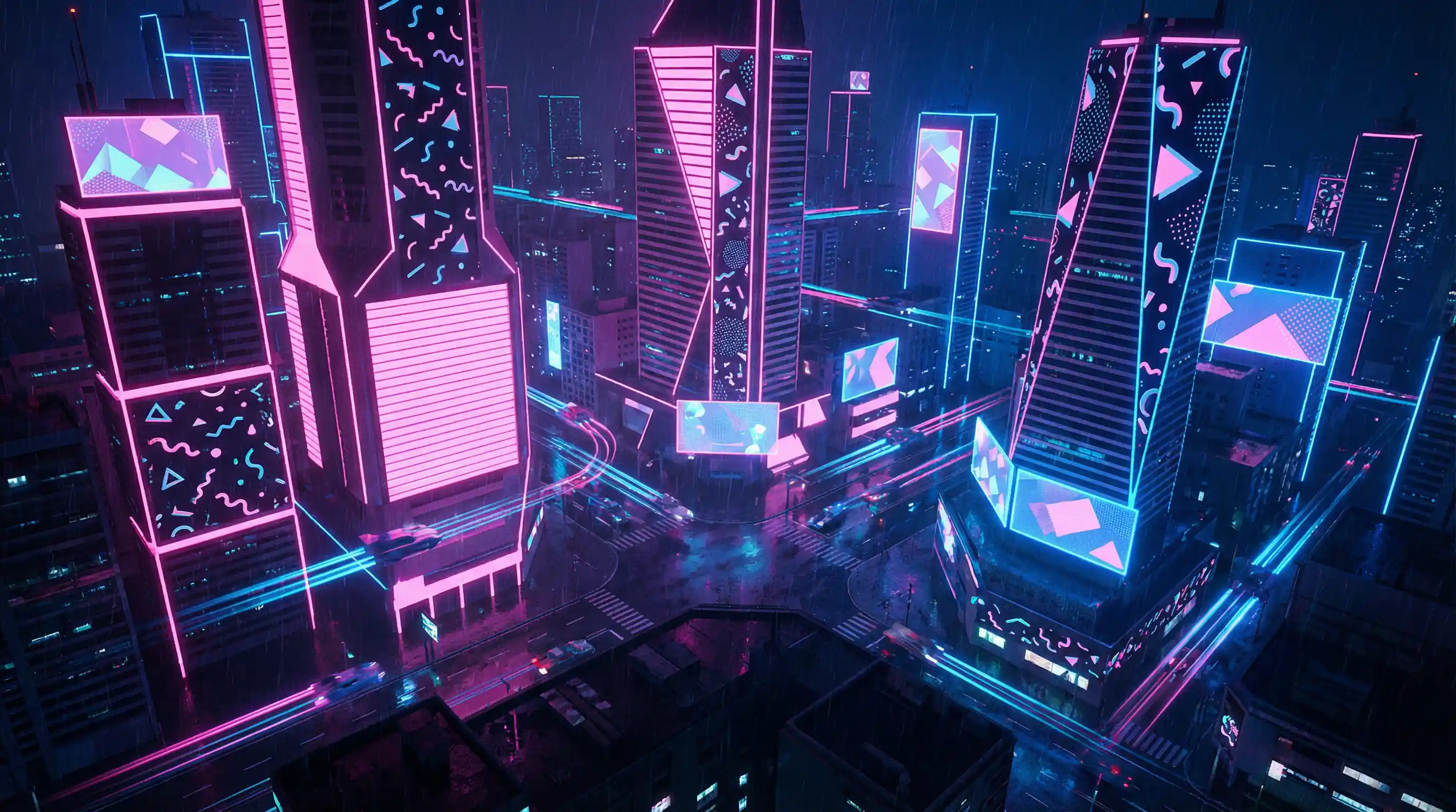 yy体育 赛博不夜城全景夜景